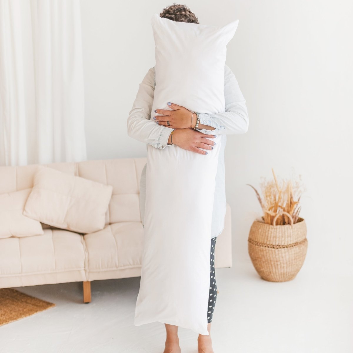 MINICAMP Full Body Maternity Pillow with Organic Cover – Long Pregnancy Pillow for Sleeping & Lumbar Support – Lumbar Pillows for children, available at Learning Bugs UK