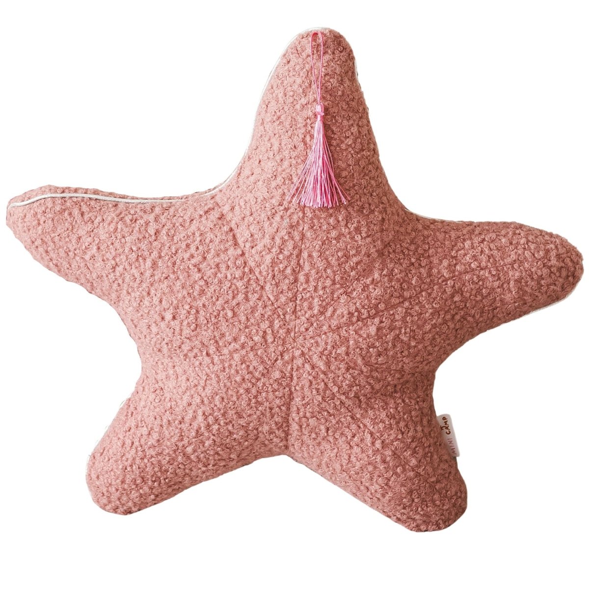 MINICAMP Rose Boucle Starfish Cushion with Chic Metallic Trim – Decorative Pillows for children, available at Learning Bugs UK