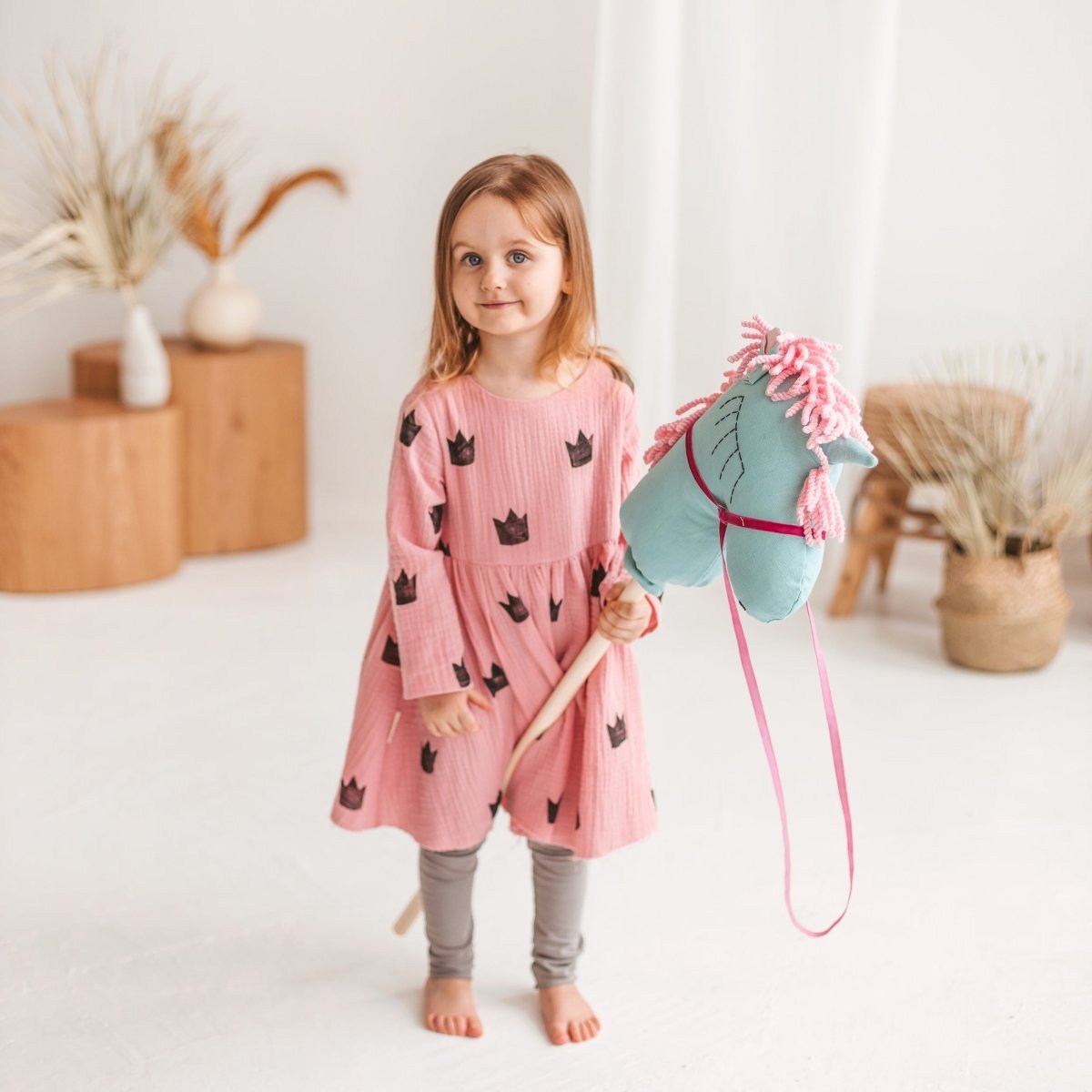 MINICAMP Unicorn Hobby Horse Stick Toy in Turquoise – for children, available at Learning Bugs UK