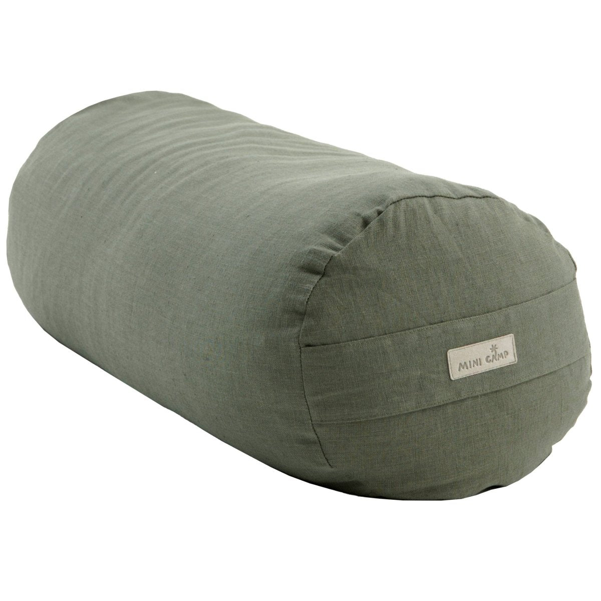 MINICAMP Yoga Bolster Meditation Cushion from 100% Linen in Forest Green – Yoga Accessories for children, available at Learning Bugs UK