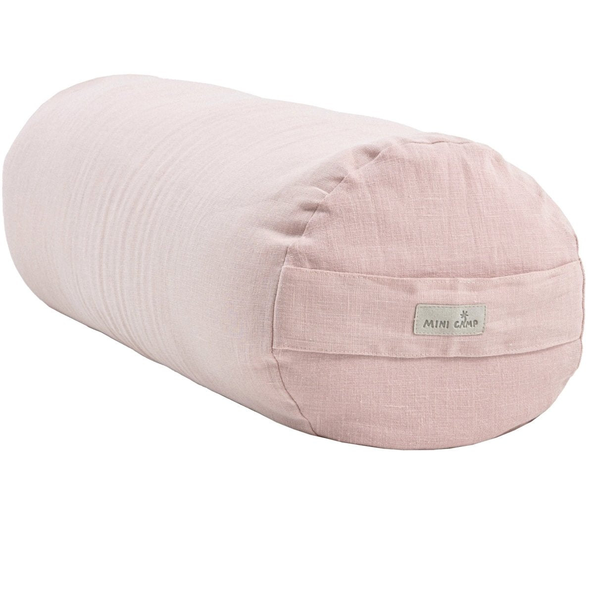 MINICAMP Yoga Bolster Meditation Cushion from 100% Linen in Dusty Pink – Yoga Accessories for children, available at Learning Bugs UK