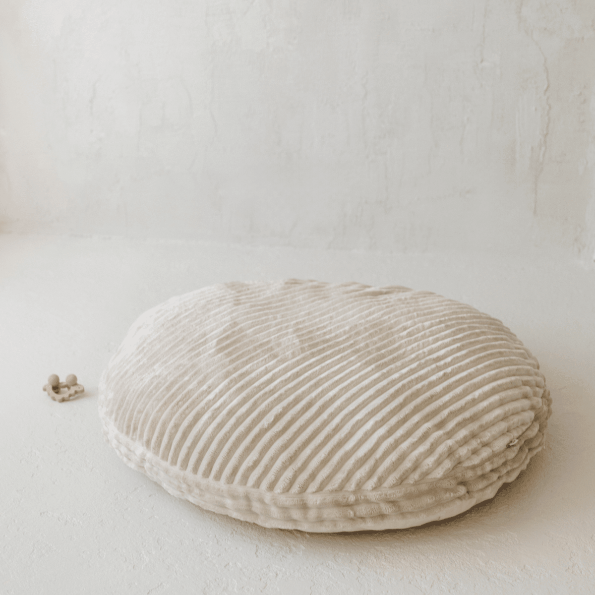 MINICAMP large kids floor cushion with a soft minky corduroy-style fabric in ecru – Floor Pillows for children, available at Learning Bugs UK