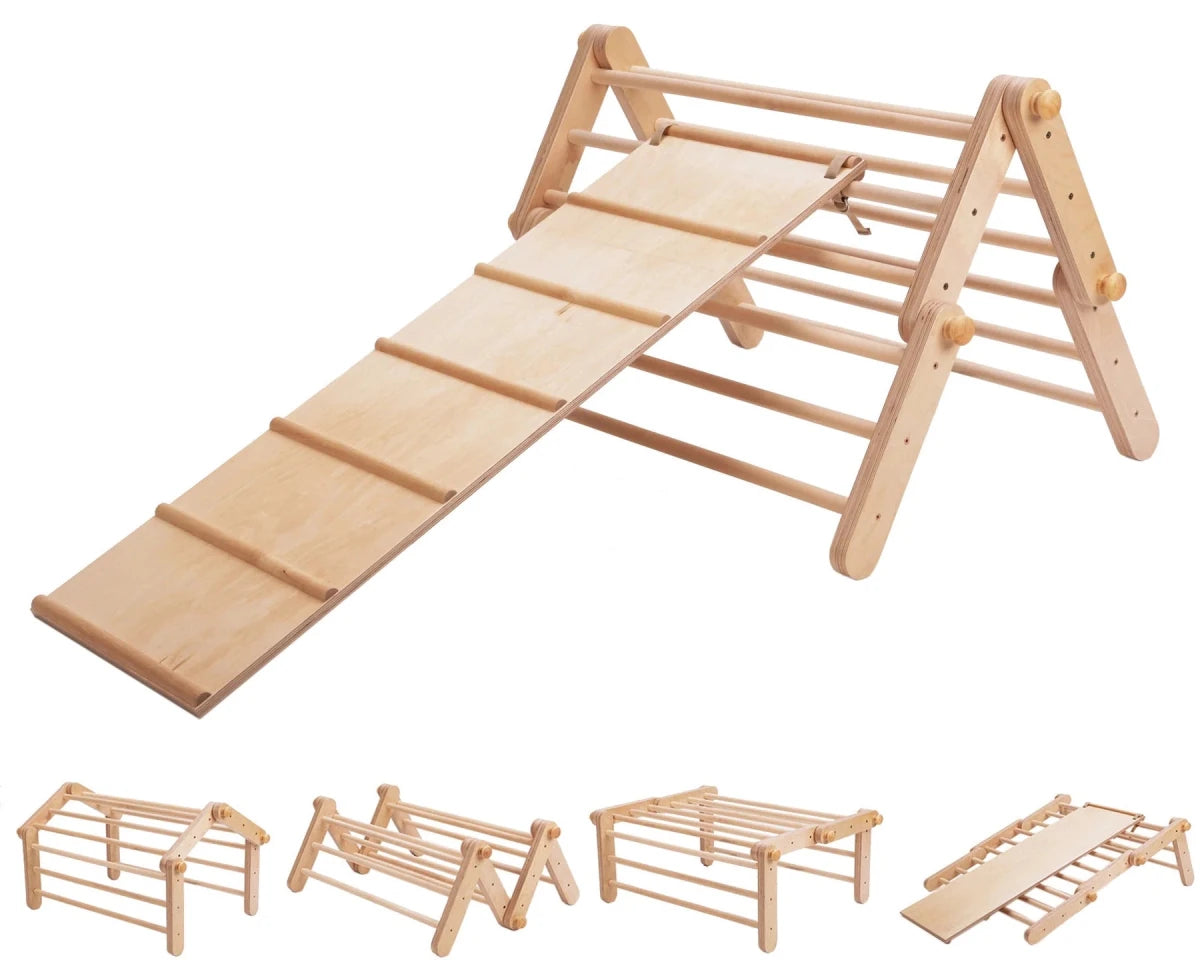 Ette Tete Pikler Triangle with Ramp | Modifiable Montessori Climbing Frame – Climbing Triangle for children, available at Learning Bugs UK