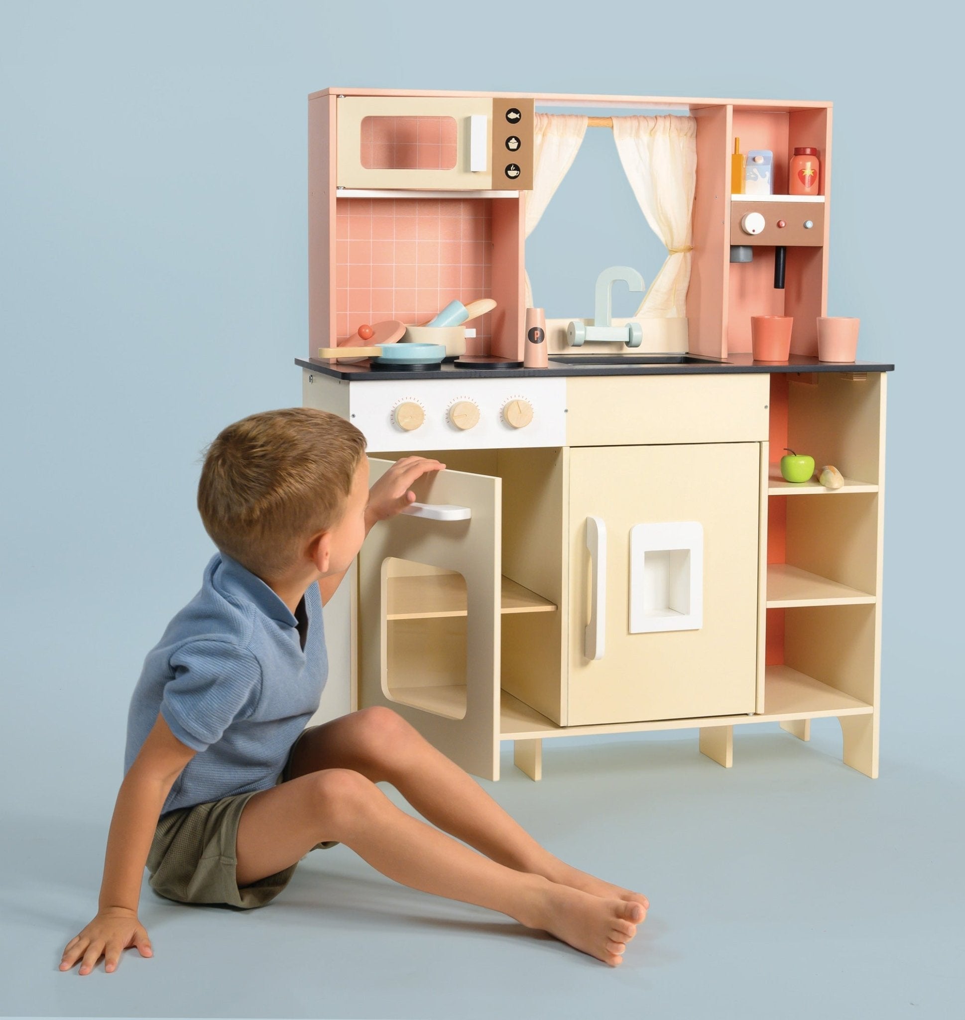 Buy Play kitchen | Wooden toy kitchen for kids by Learning Bugs UK