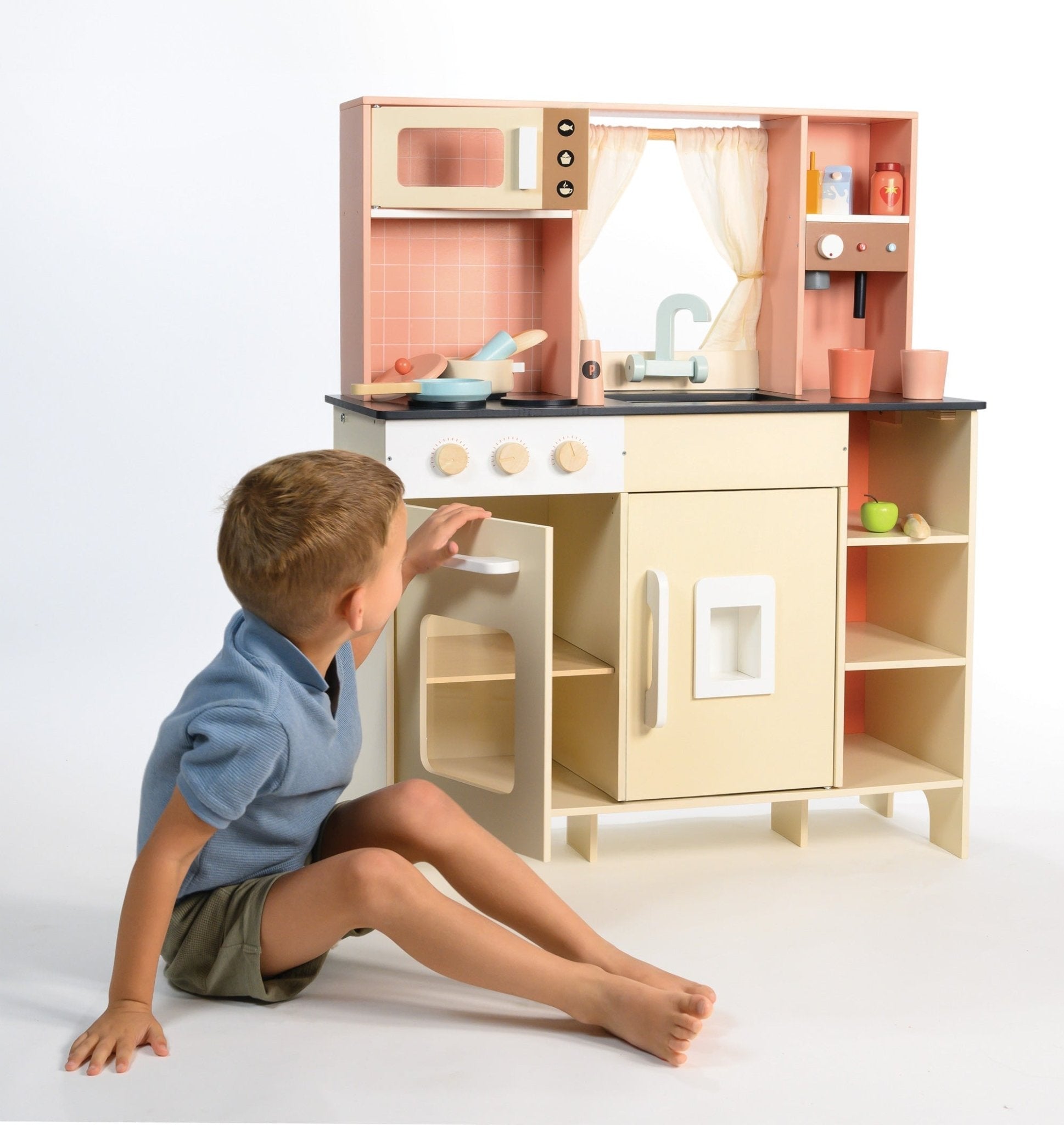 Buy Play kitchen | Wooden toy kitchen for kids by Learning Bugs UK