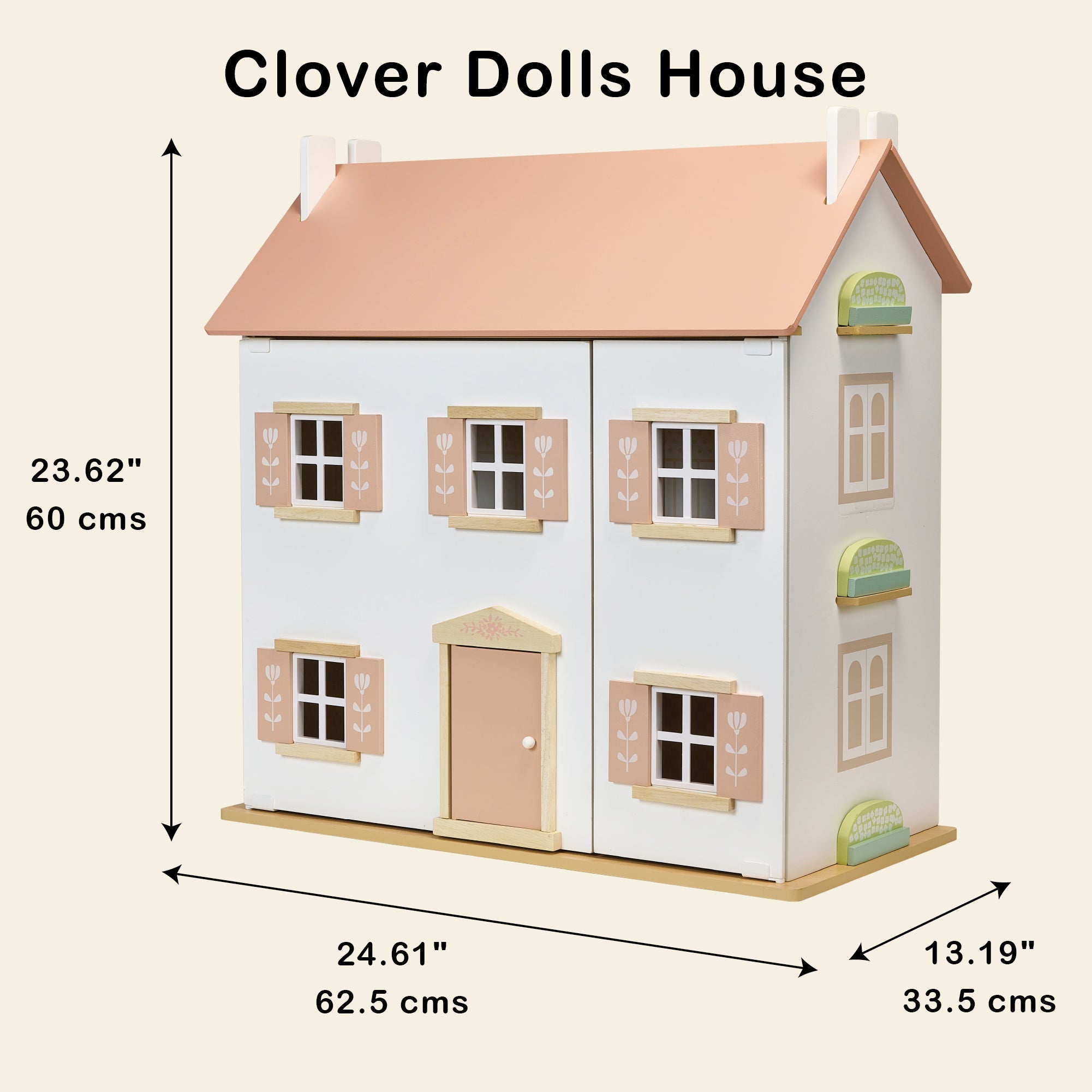 Buy Clover Dolls House | Wooden dolls house for kids by Learning Bugs UK