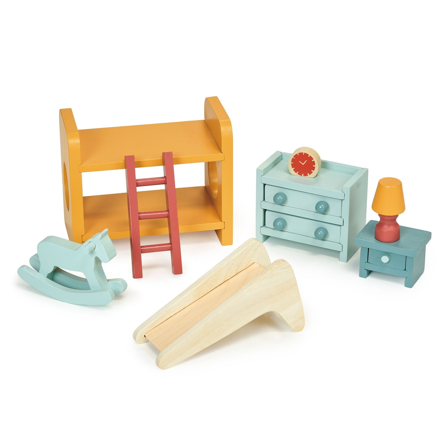 Buy Mentari Dolls House Furniture Bundle Set of 6 (MT7621 Sittingroom, MT7622 Dining Room, MT7623 Kitchen, MT7624 Bathroom, MT7625 Bedroom, MT7626 Playroom) | Wooden dolls house furniture bundle for kids by Learning Bugs UK