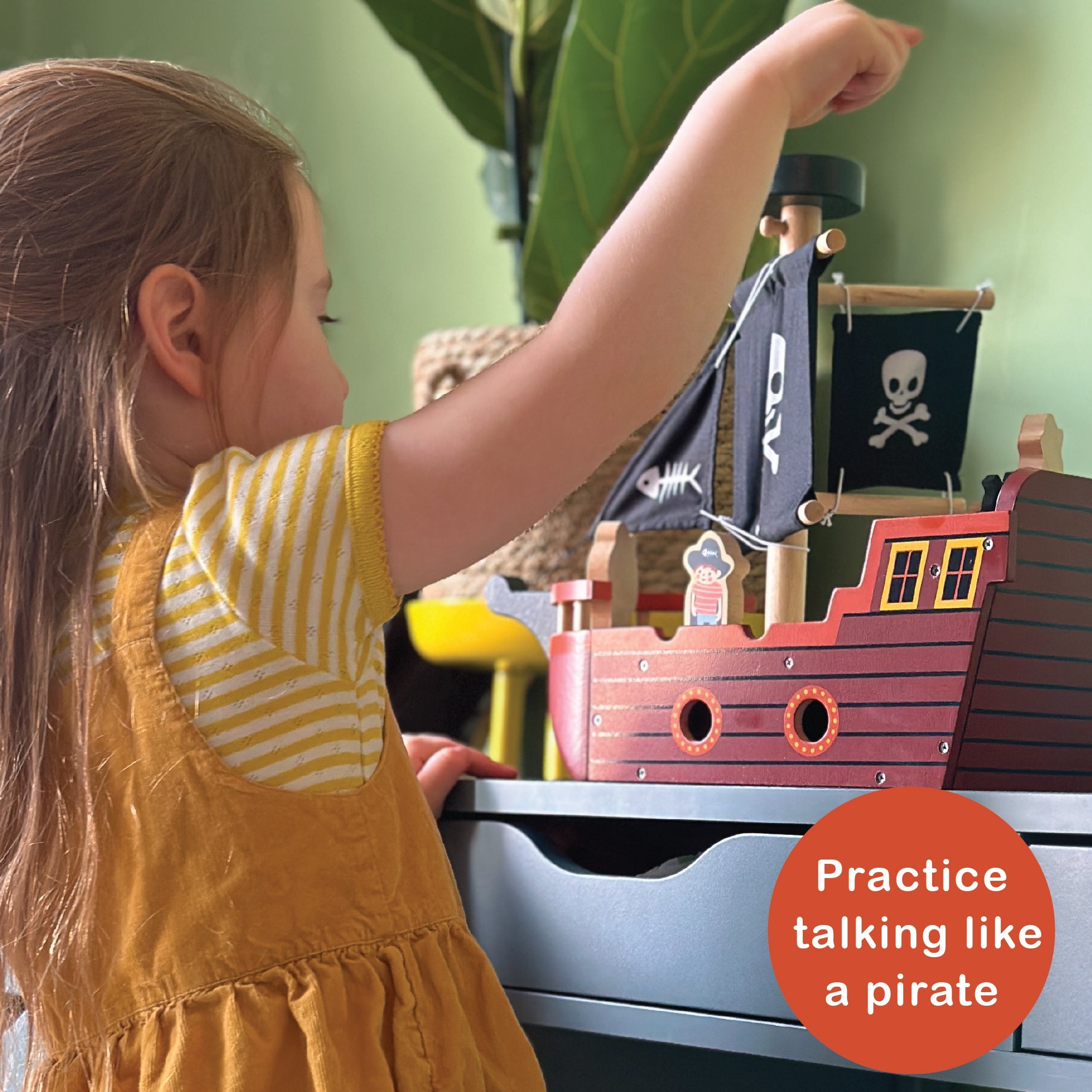 Buy Fishbones Pirate Ship | Wooden boat for kids by Learning Bugs UK
