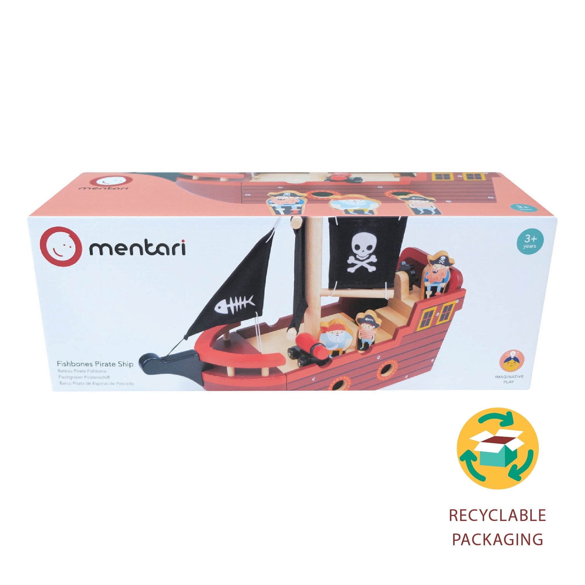 Buy Fishbones Pirate Ship | Wooden boat for kids by Learning Bugs UK
