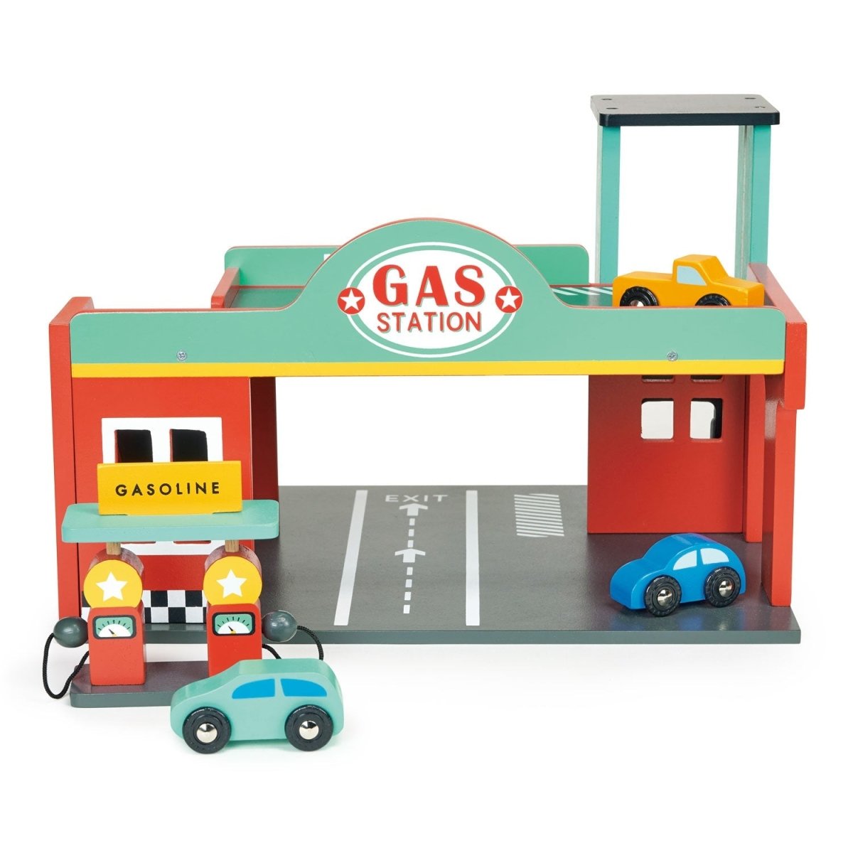 Gas Station – Wooden garage playset + cars for children, available at Learning Bugs UK