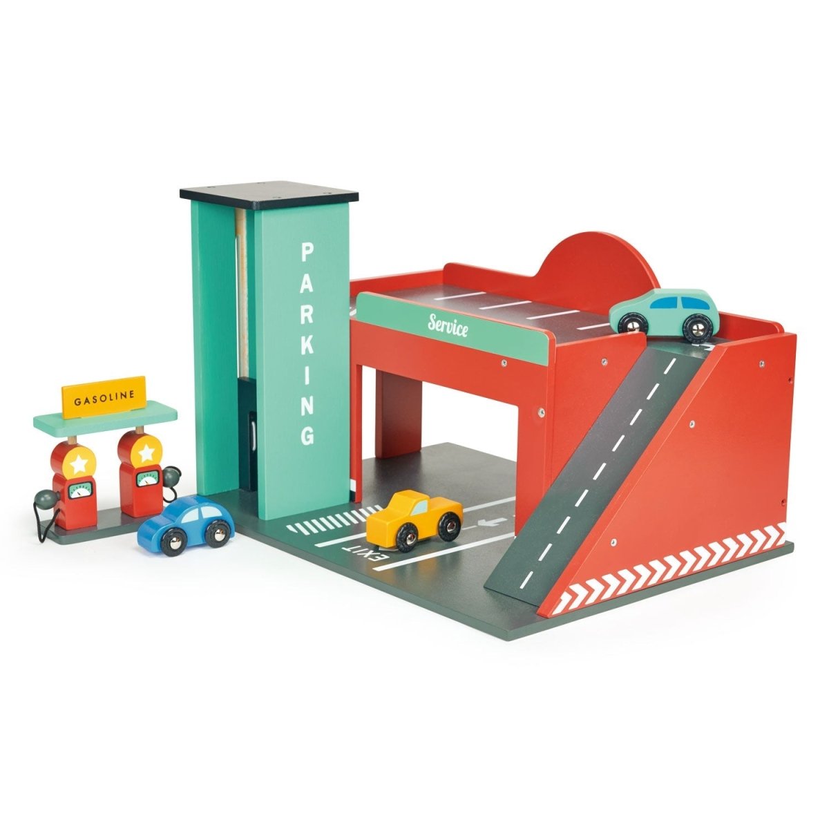 Gas Station – Wooden garage playset + cars for children, available at Learning Bugs UK