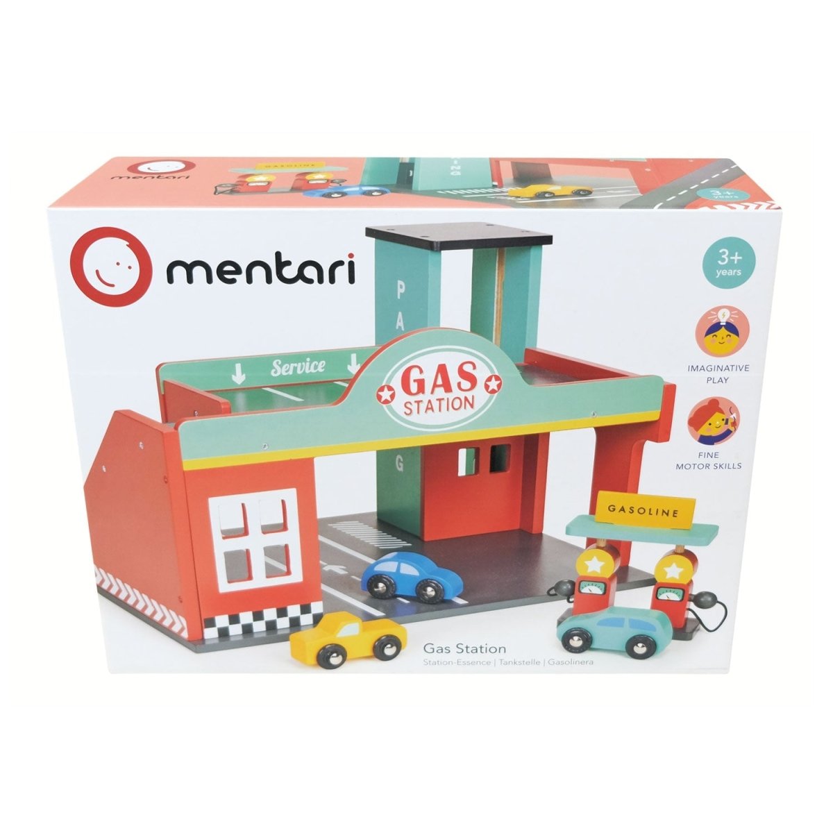 Gas Station – Wooden garage playset + cars for children, available at Learning Bugs UK