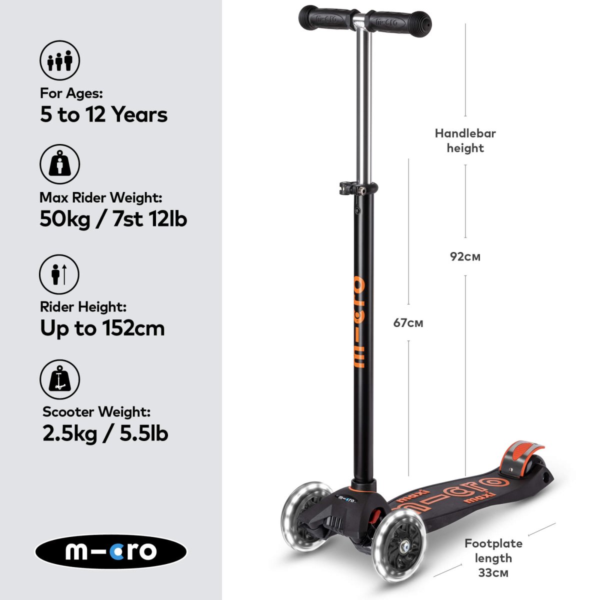 Micro Scooters Maxi Micro Scooter Deluxe LED – Scooters for children, available at Learning Bugs UK
