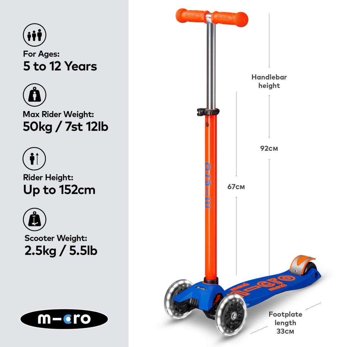 Micro Scooters Maxi Micro Scooter Deluxe LED – Scooters for children, available at Learning Bugs UK