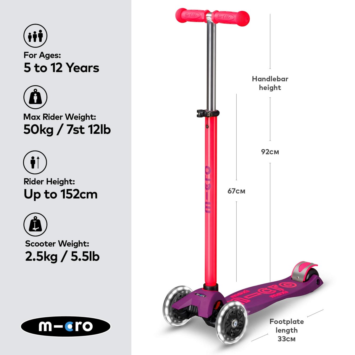 Micro Scooters Maxi Micro Scooter Deluxe LED – Scooters for children, available at Learning Bugs UK