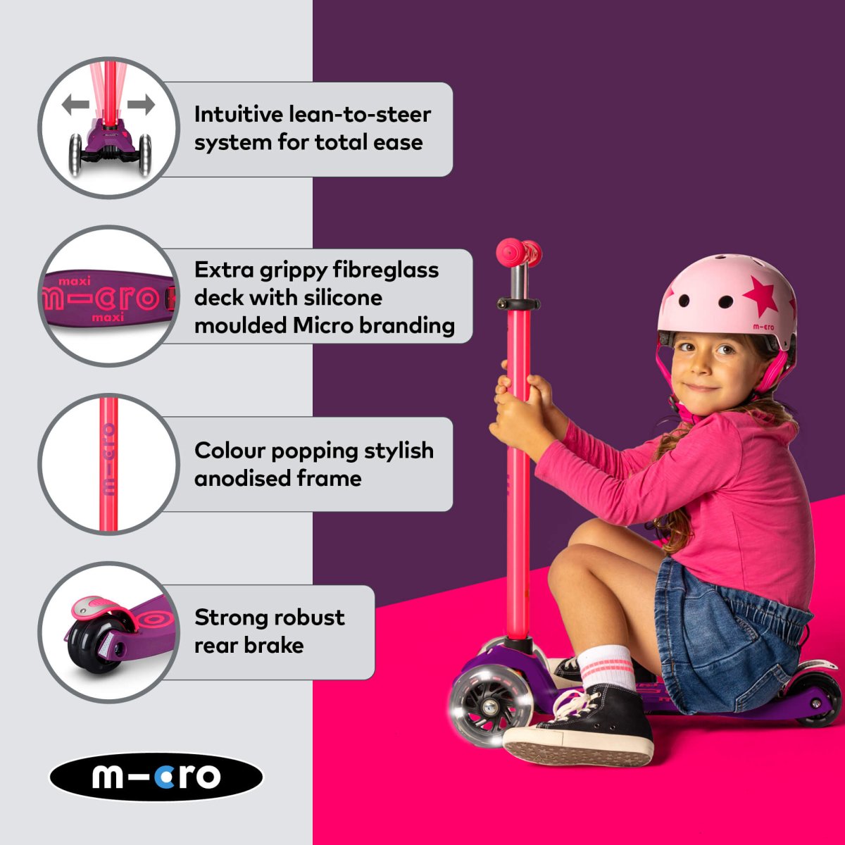 Micro Scooters Maxi Micro Scooter Deluxe LED – Scooters for children, available at Learning Bugs UK