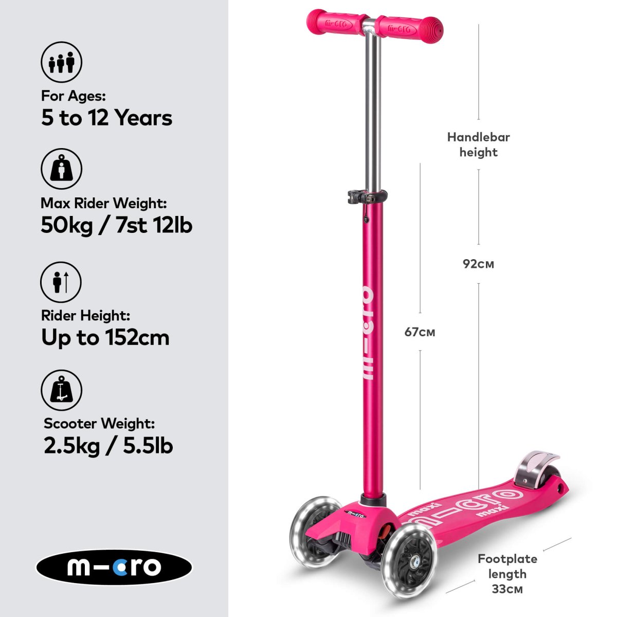Micro Scooters Maxi Micro Scooter Deluxe LED – Scooters for children, available at Learning Bugs UK