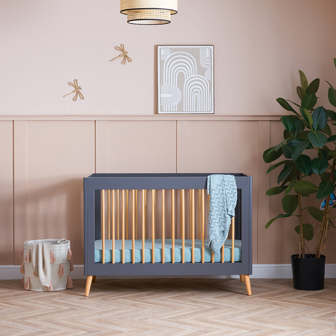 Obaby Maya Mini Cot Bed - Slate With Natural