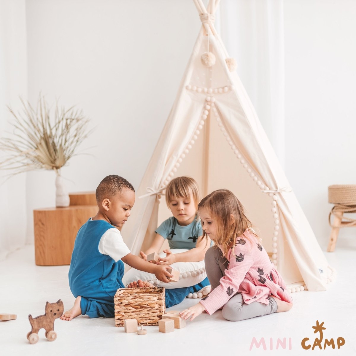 MINICAMP Original Play Tent with Pompoms – Teepees for children, available at Learning Bugs UK