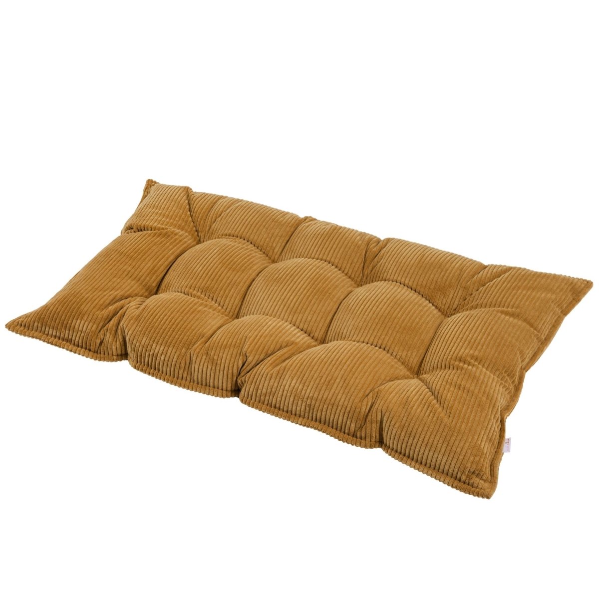 MINICAMP Tufted Corduroy Floor Cushion, French Style Pillow in Mustard – Kids Room Decor for children, available at Learning Bugs UK