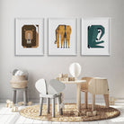 Minimal Safari Animals Nursery Prints Set of 3 – Print Sets for children, available at Learning Bugs UK