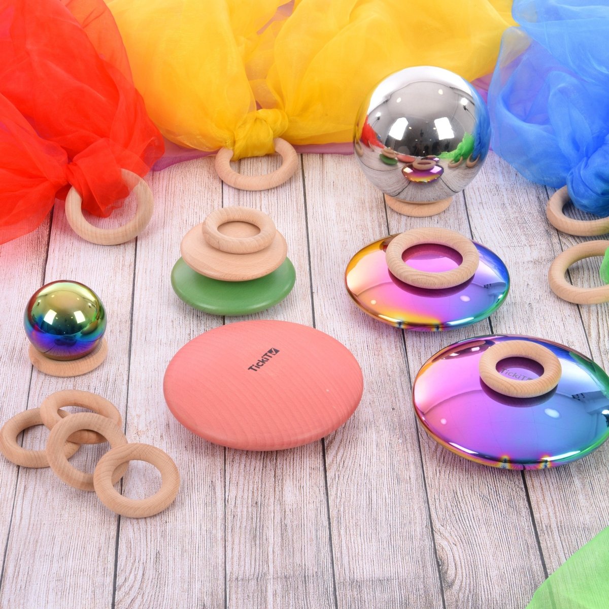 Sensory Steel Colour Burst Buttons – Sensory Reflective - Buttons for children, available at Learning Bugs UK
