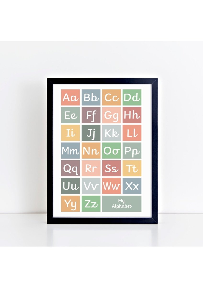 Handwriting Alphabet Print - muted (no lead-in lines) – Best Sellers for children, available at Learning Bugs UK