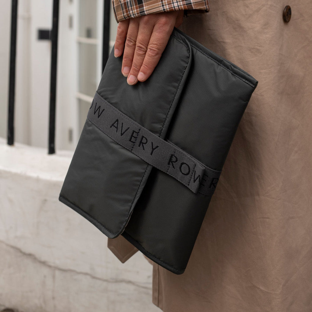 Recycled Nylon Travel Baby Changing Mat - Soft Black