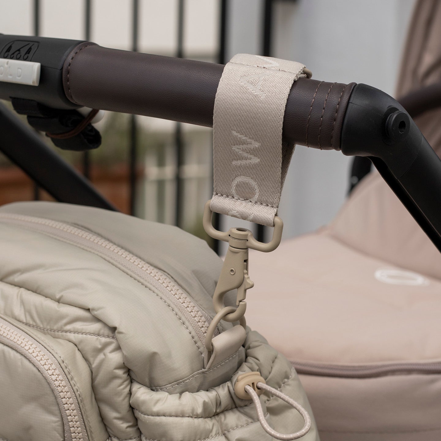 Buy Logo Pram Bag Clips - Oyster | Changing Bags & Travel Changing Mats for kids by Learning Bugs UK