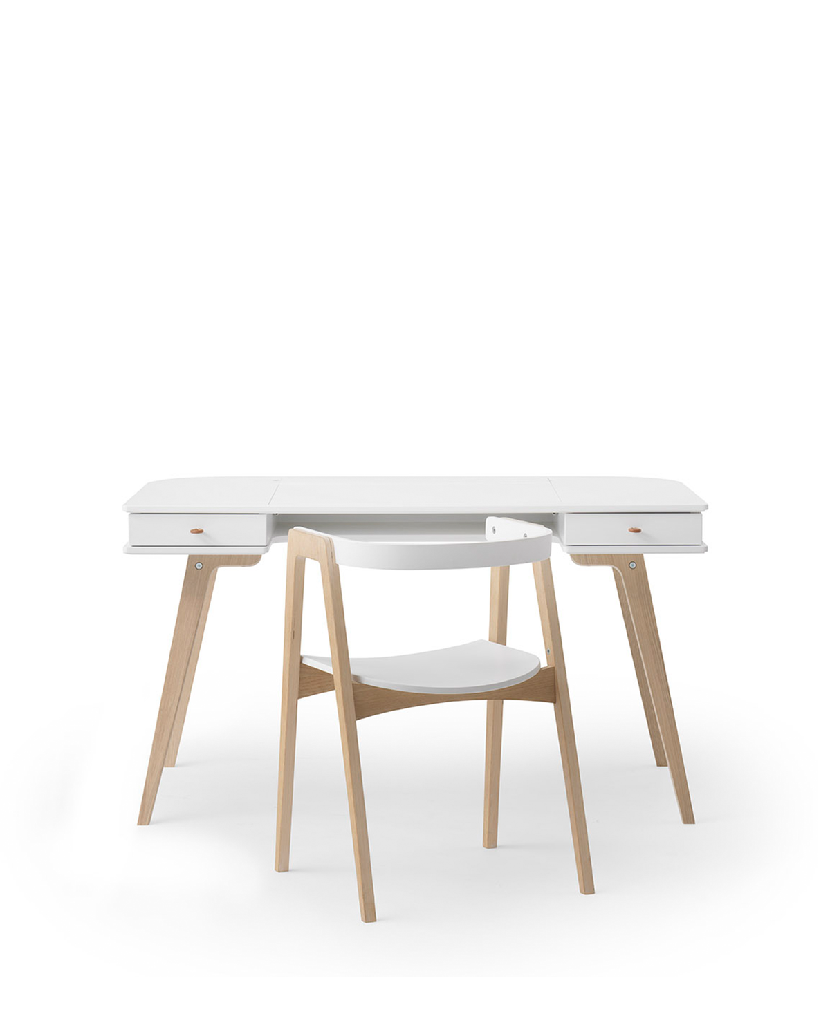 Oliver Furniture Wood Desk & Armchair Set - White/Oak – Kids Desk And Chair Set for children, available at Learning Bugs UK