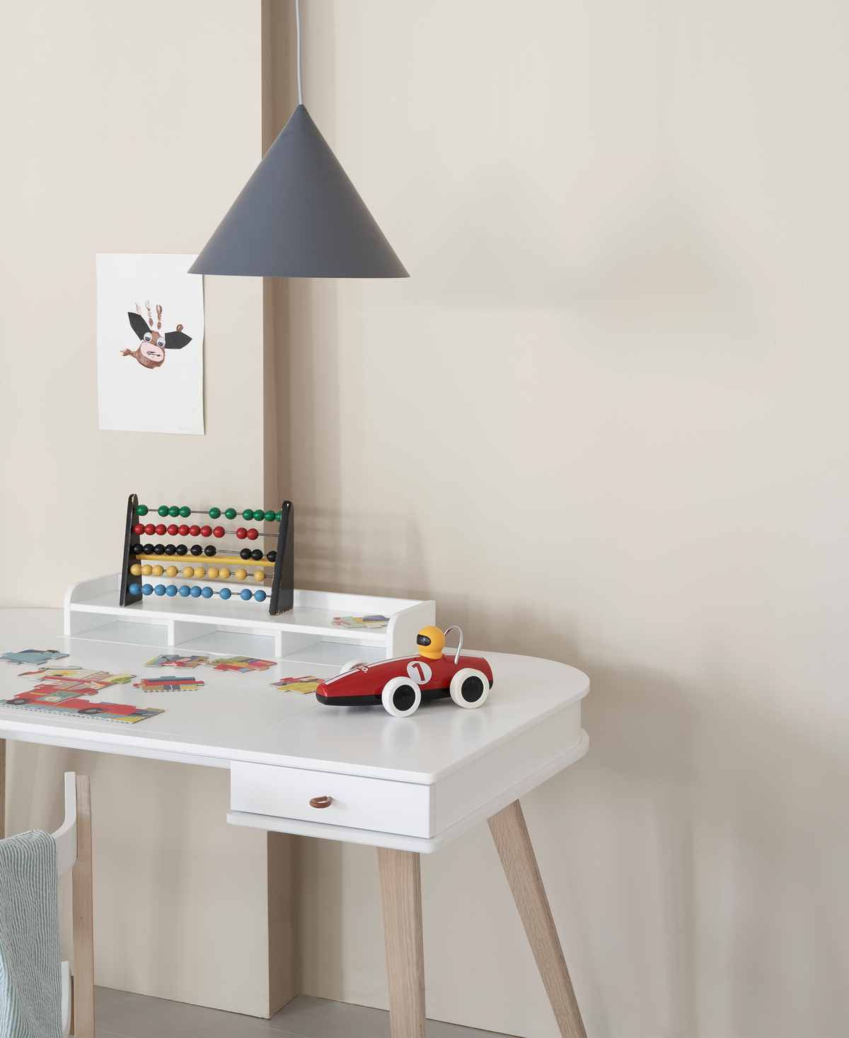 Oliver Furniture Wood Desk & Armchair Set - White/Oak – Kids Desk And Chair Set for children, available at Learning Bugs UK