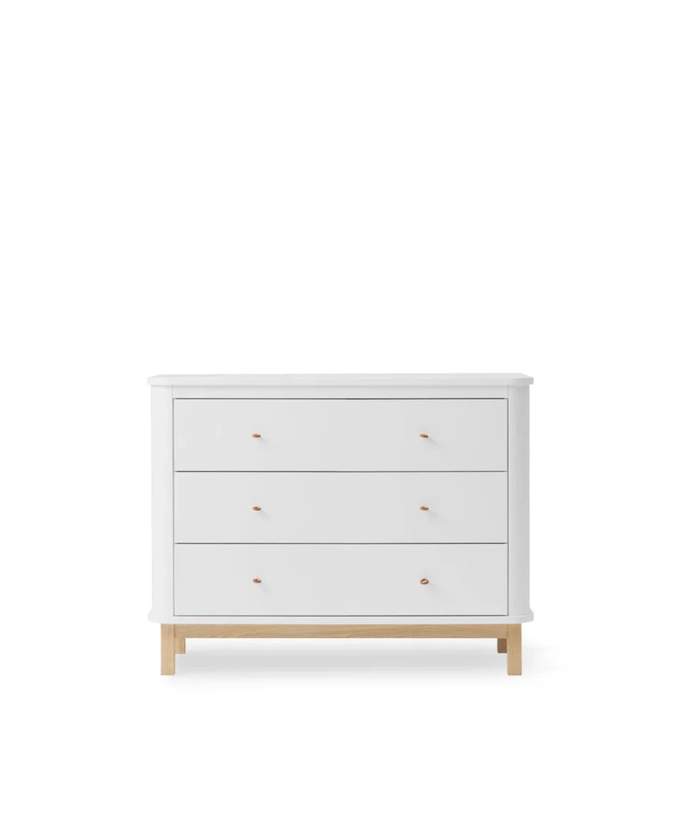 Oliver Furniture Wood Dresser 3 Drawers - White/Oak – Chest of Drawers for children, available at Learning Bugs UK