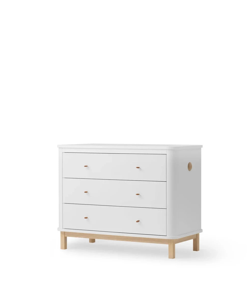 Oliver Furniture Wood Dresser 3 Drawers - White/Oak – Chest of Drawers for children, available at Learning Bugs UK