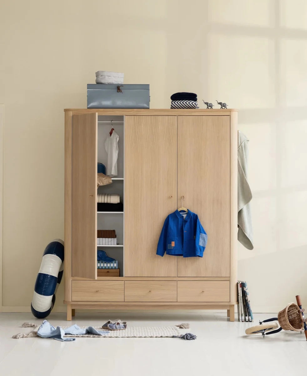 Oliver Furniture Wood Wardrobe 3 Doors - Oak – Wardrobes for children, available at Learning Bugs UK