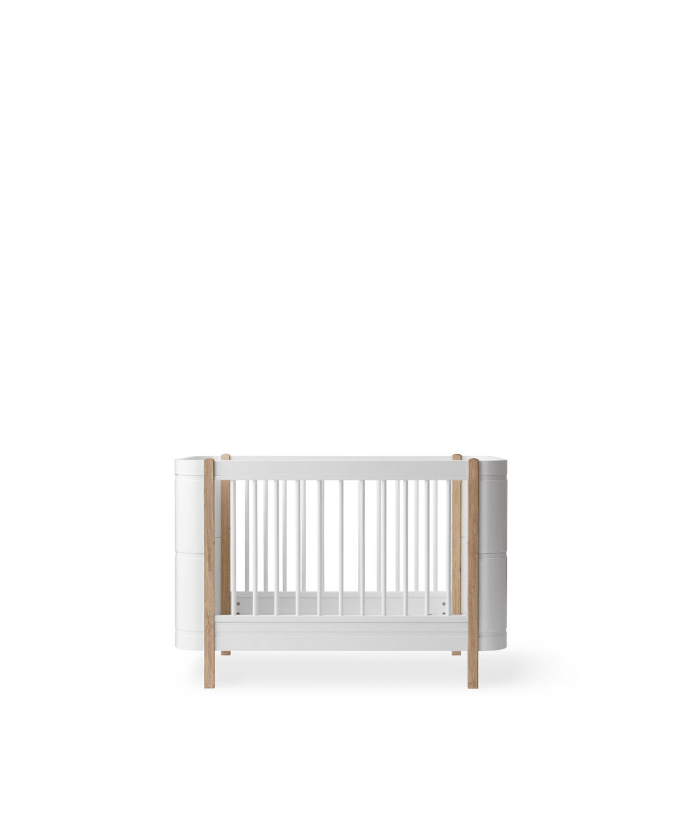 Mini+ Cot Bed - White/Oak – Cot Beds for children, available at Learning Bugs UK
