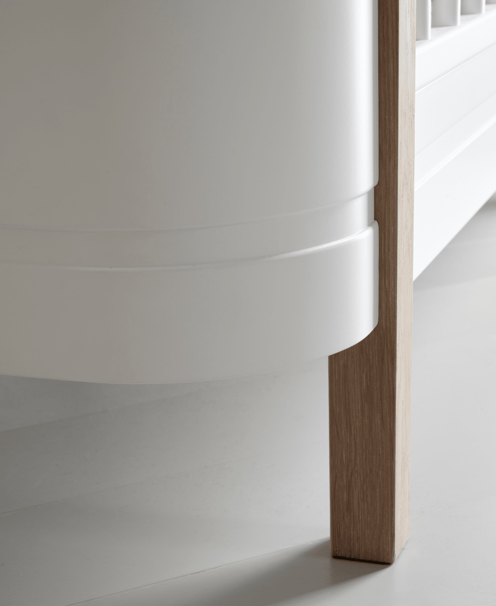 Mini+ Cot Bed - White/Oak – Cot Beds for children, available at Learning Bugs UK