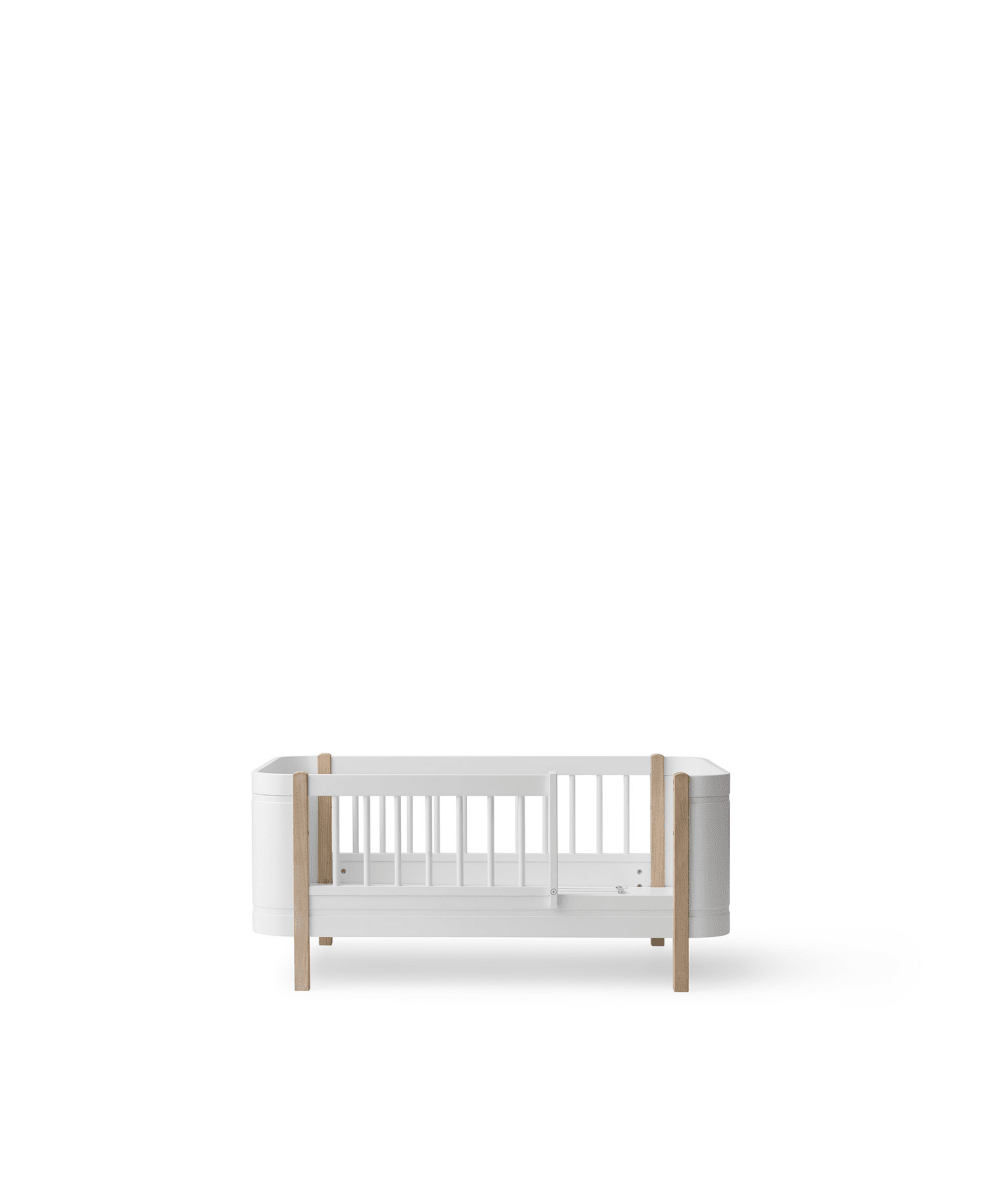 Mini+ Cot Bed Incl. Junior Kit - White/Oak (0-9 Years) – Cot Beds for children, available at Learning Bugs UK