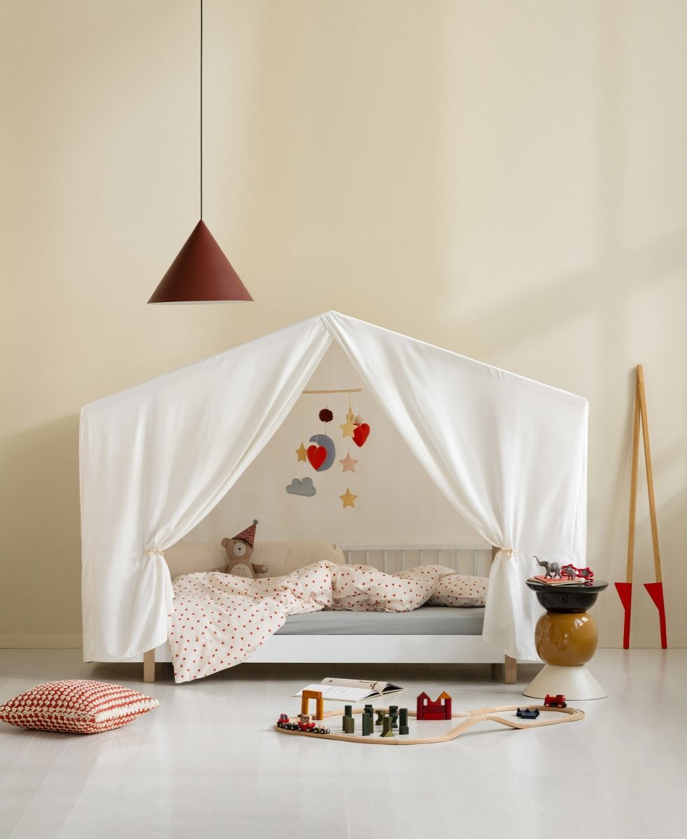 Wood Original House Bed - White/Oak – Single Beds for children, available at Learning Bugs UK