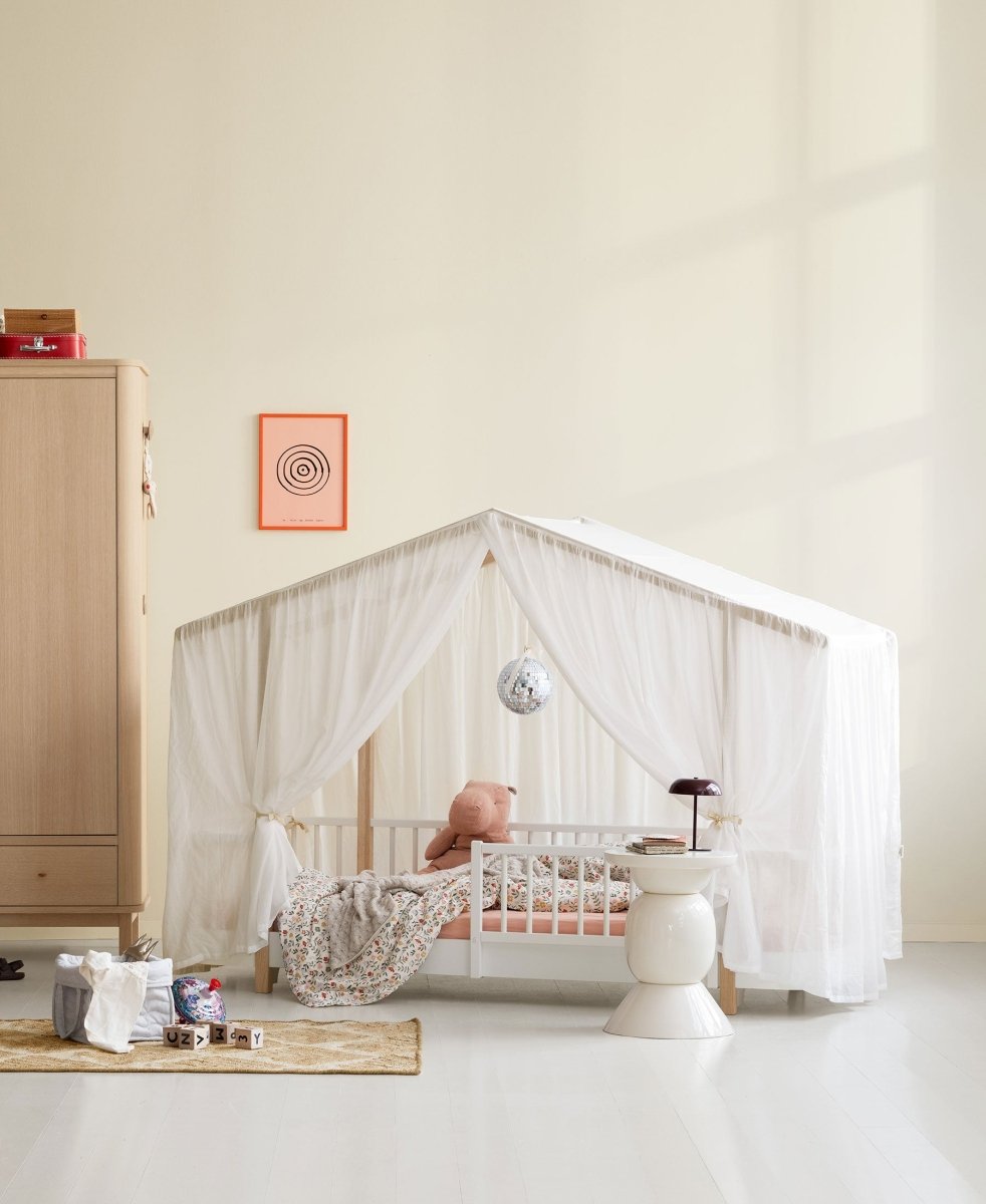 Wood Original House Bed - White/Oak – Single Beds for children, available at Learning Bugs UK