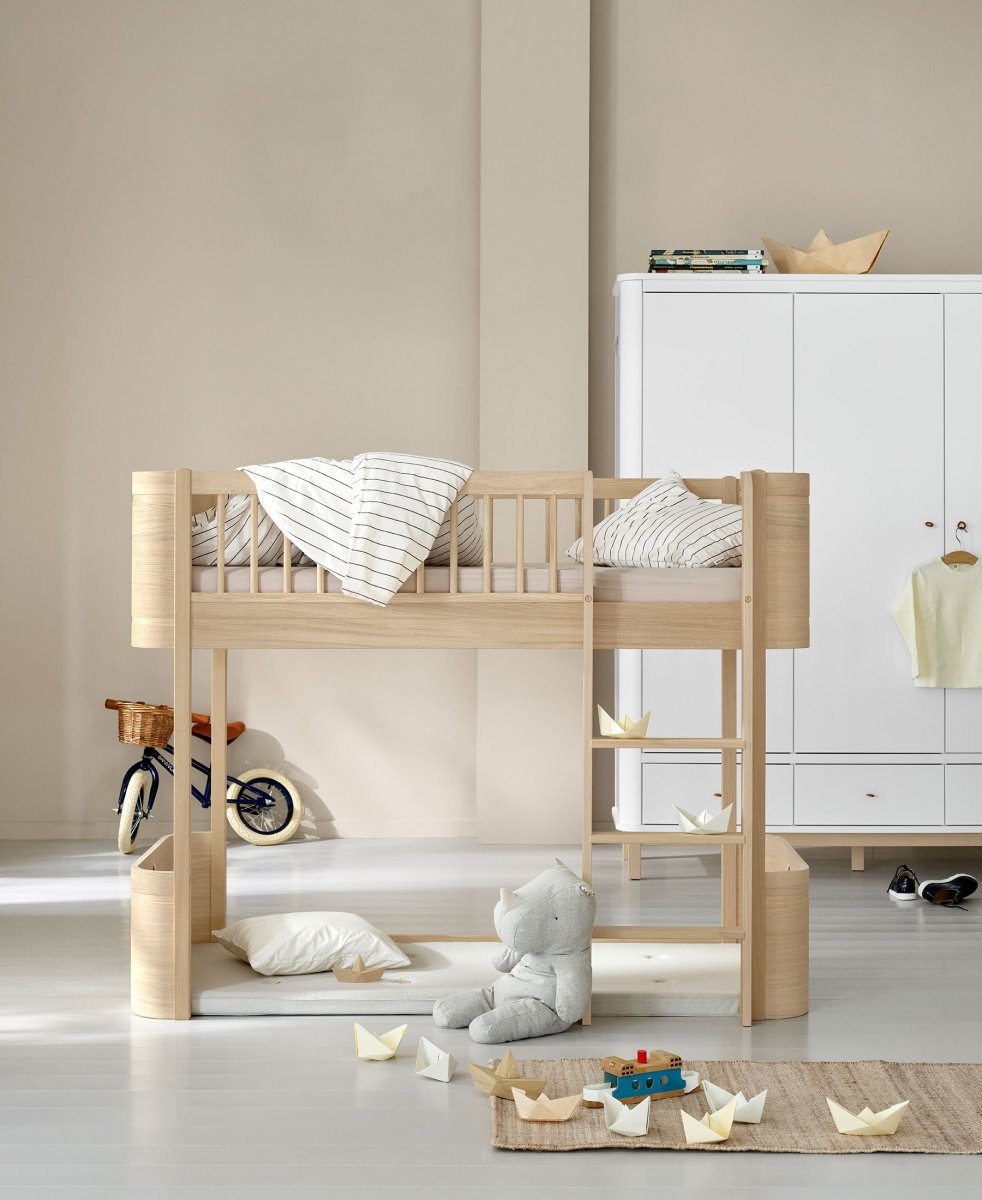 Mini+ Low Loft Bed - Oak – Loft Beds for children, available at Learning Bugs UK