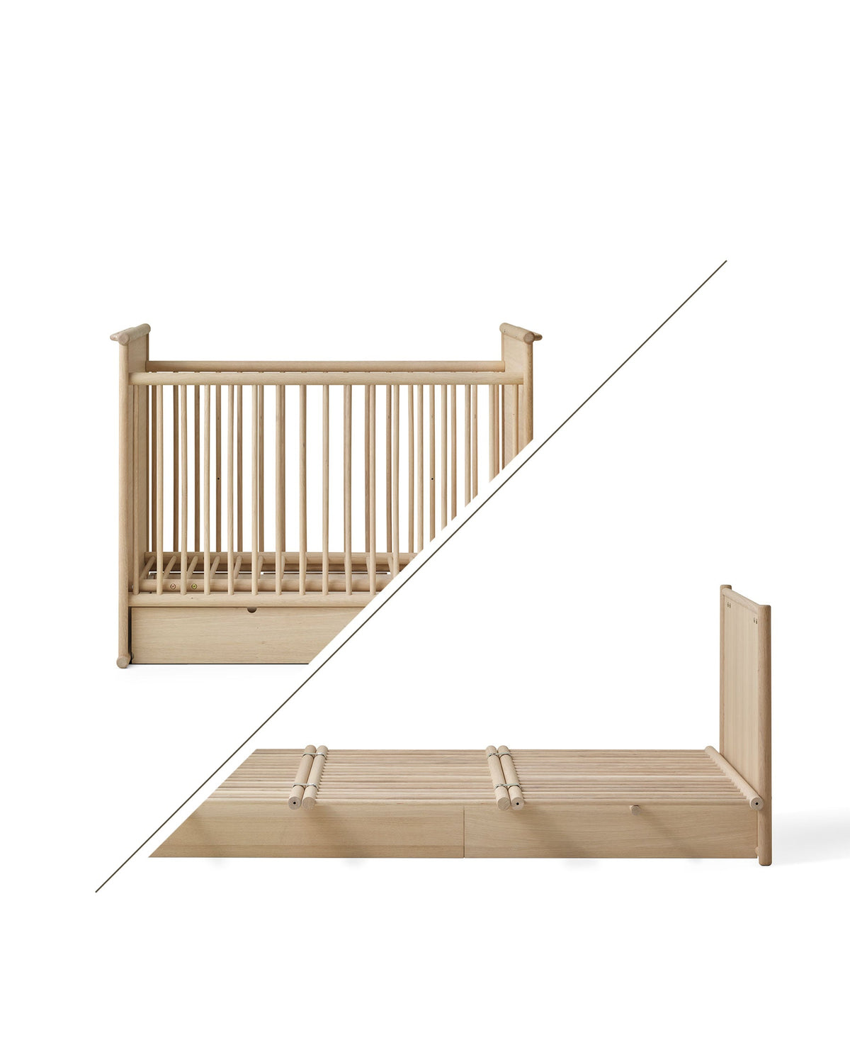 Oliver Furniture Camp Novel Cot Bed & Bed - Oak – Cot Bed for children, available at Learning Bugs UK