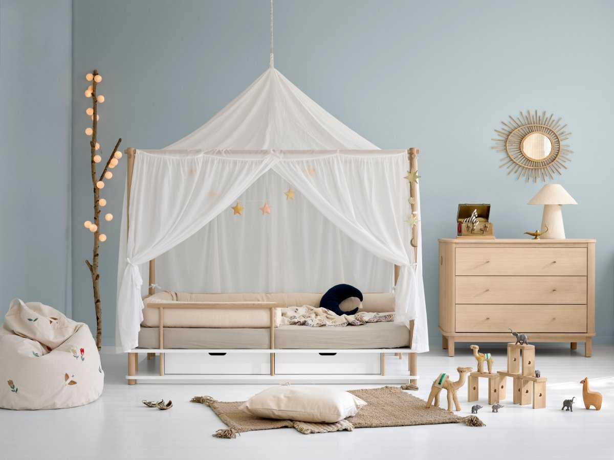 Camp Canopy Bed - White/Oak – Single Beds for children, available at Learning Bugs UK