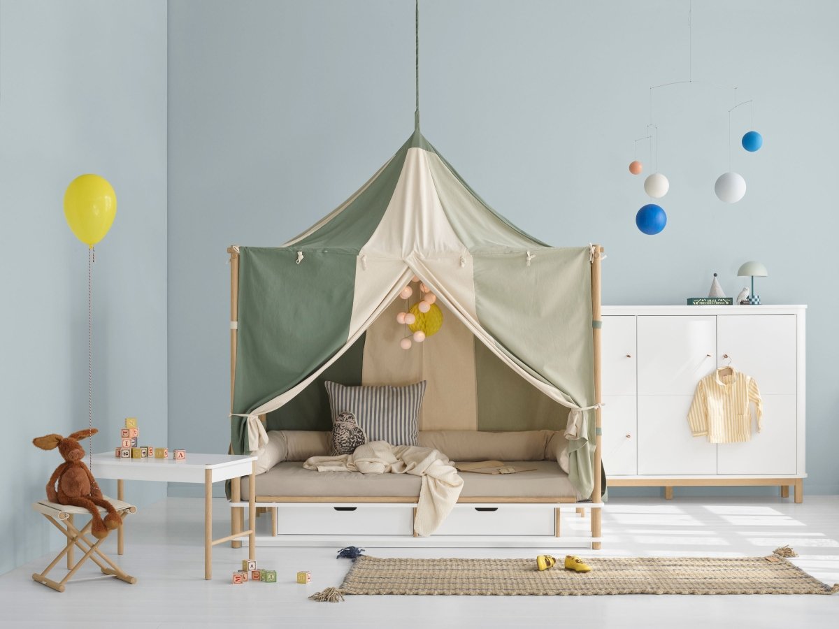 Camp Canopy Bed - White/Oak – Single Beds for children, available at Learning Bugs UK