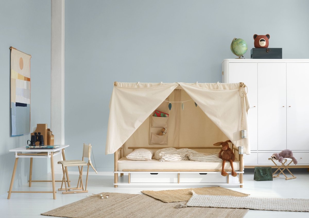 Camp Canopy Bed - White/Oak – Single Beds for children, available at Learning Bugs UK