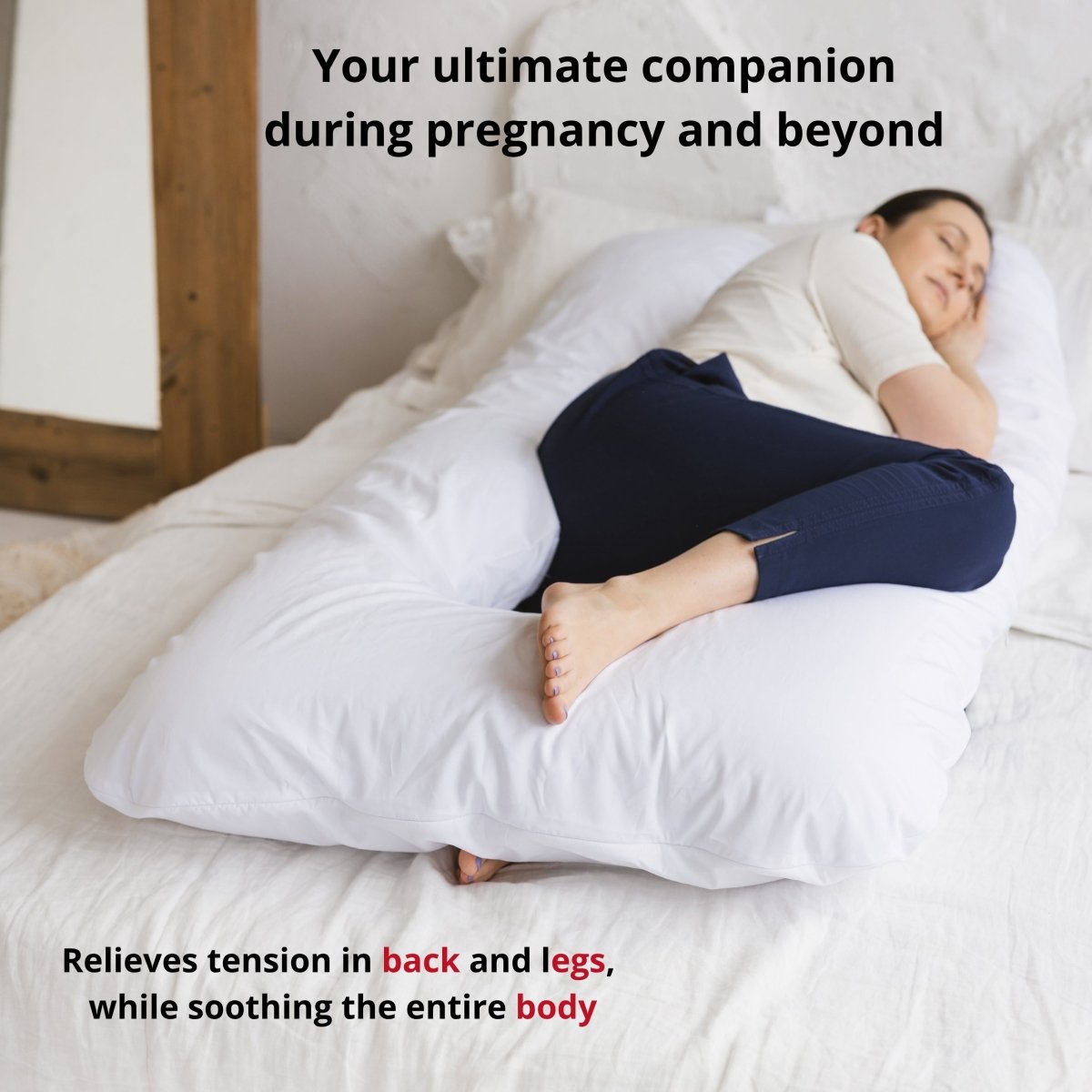 MINICAMP U-Shaped Body Pillow with Organic Cover in White | Kapok & Latex Blend or PES Filling – Body Pillows U Shaped for children, available at Learning Bugs UK