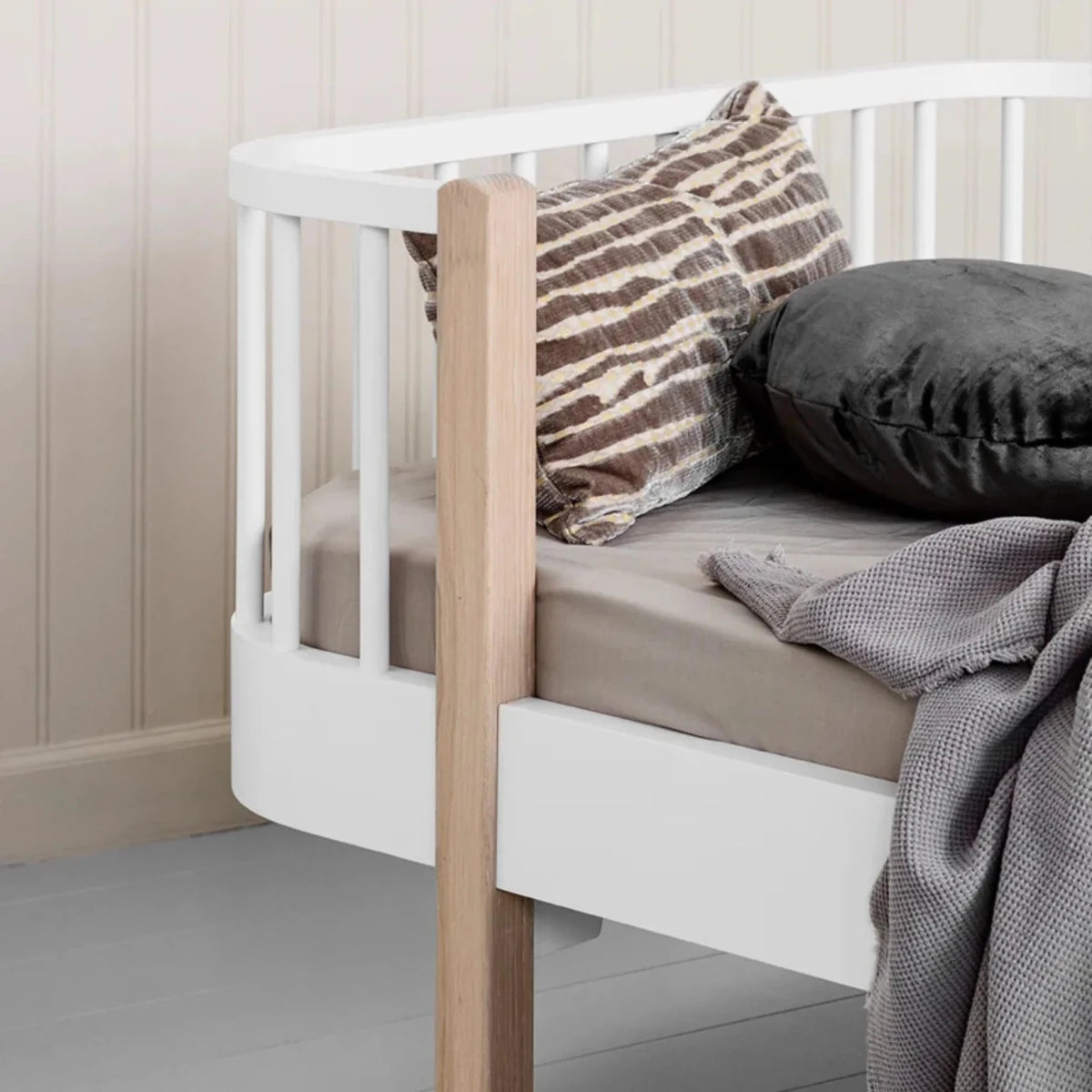Oliver Furniture Wood Original Junior Day Bed - White/Oak – Junior Beds for children, available at Learning Bugs UK
