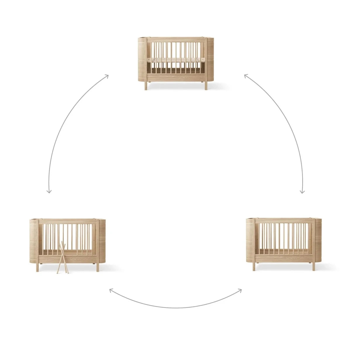 Mini+ Cot Bed - Oak – Cot Beds for children, available at Learning Bugs UK