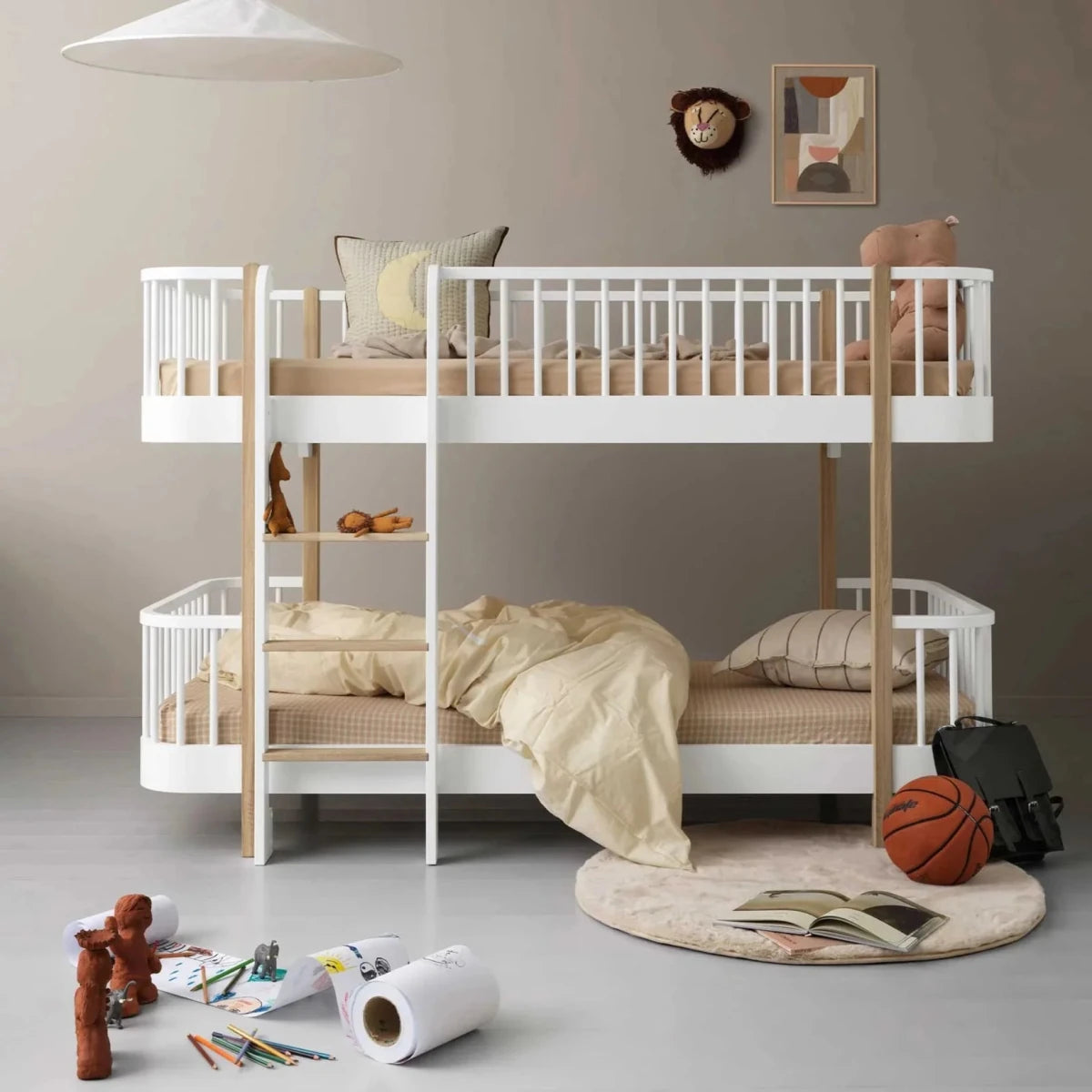 Wood Original Low Bunk Bed - White/Oak – Bunk Beds for children, available at Learning Bugs UK