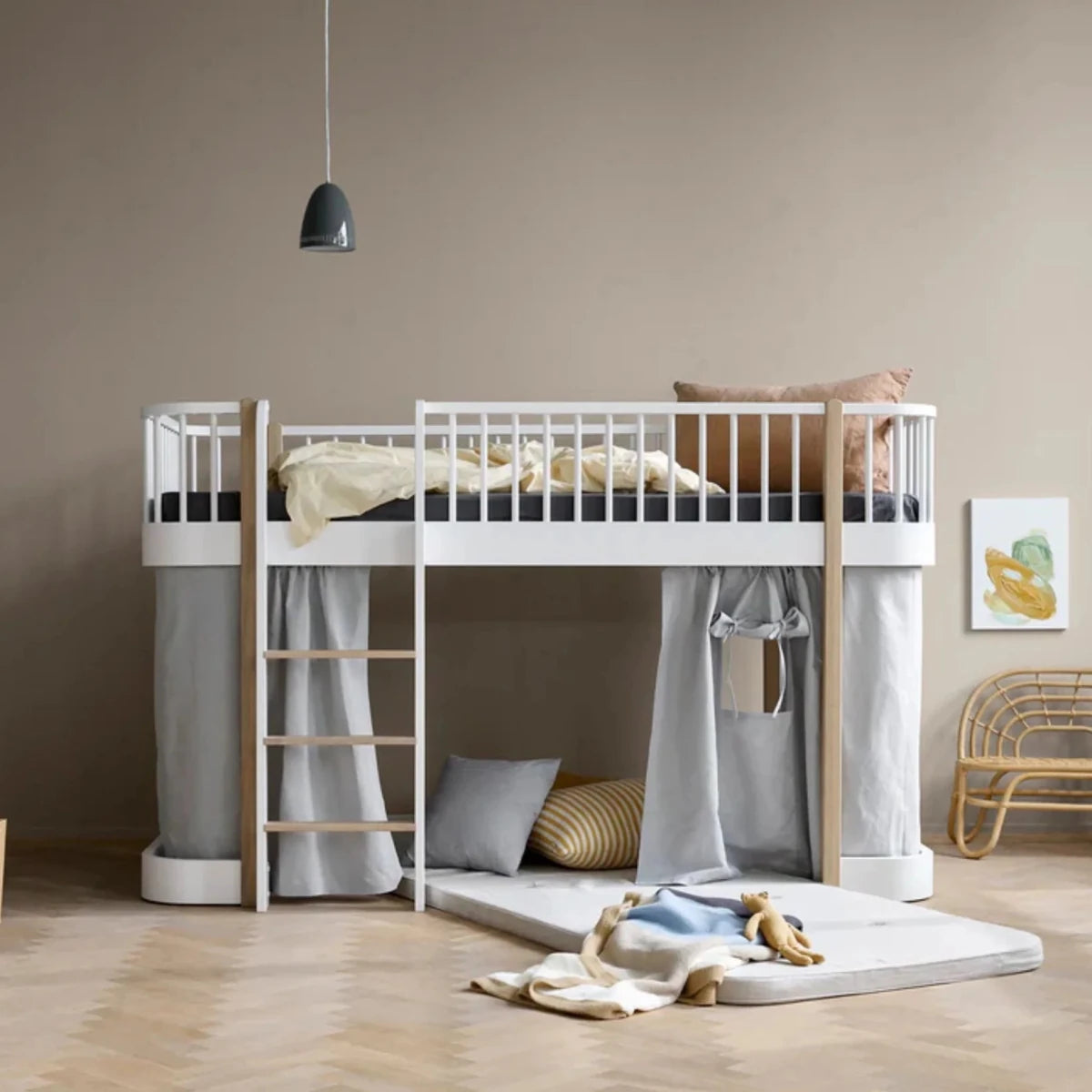 Wood Original Low Loft Bed - White/Oak – Loft Beds for children, available at Learning Bugs UK