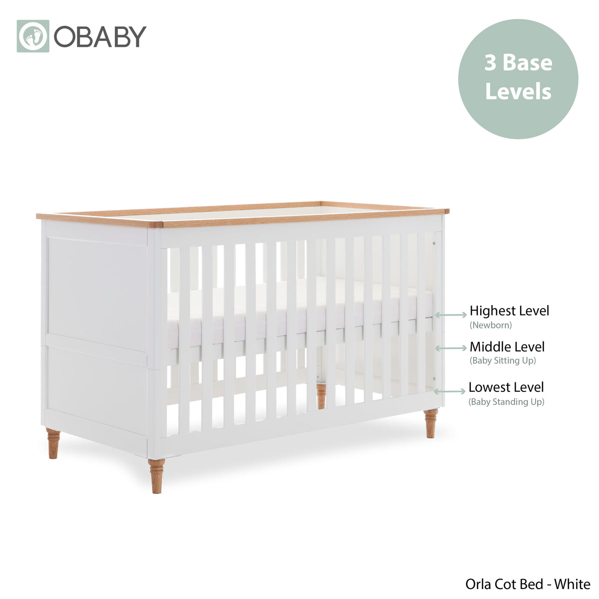 Obaby Orla 3 Piece Room Set - White With Oak